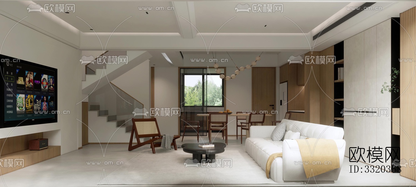 现代客厅效果图下载（渲染图3）