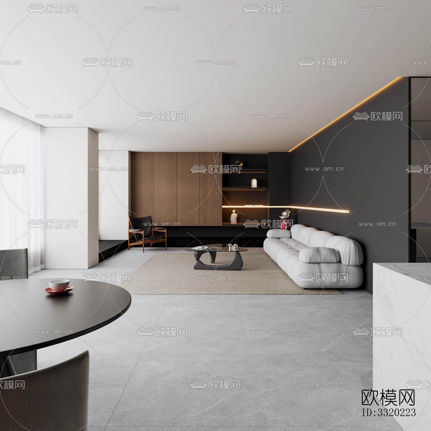 现代客厅效果图下载（渲染图8）