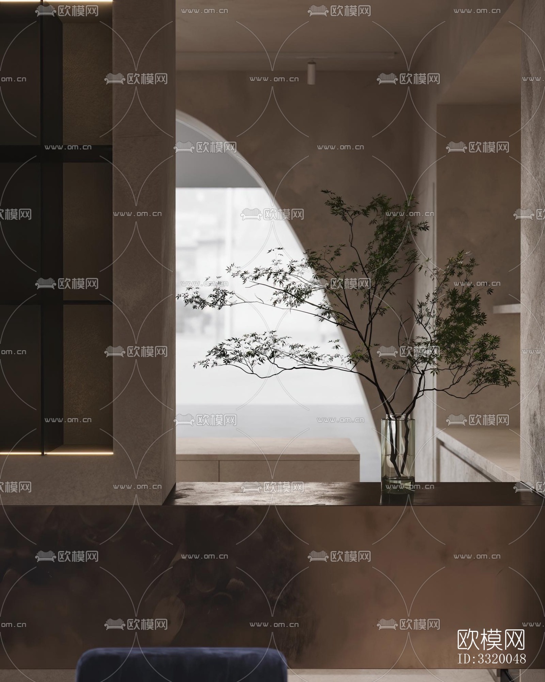 侘寂展览展厅效果图下载（渲染图1）