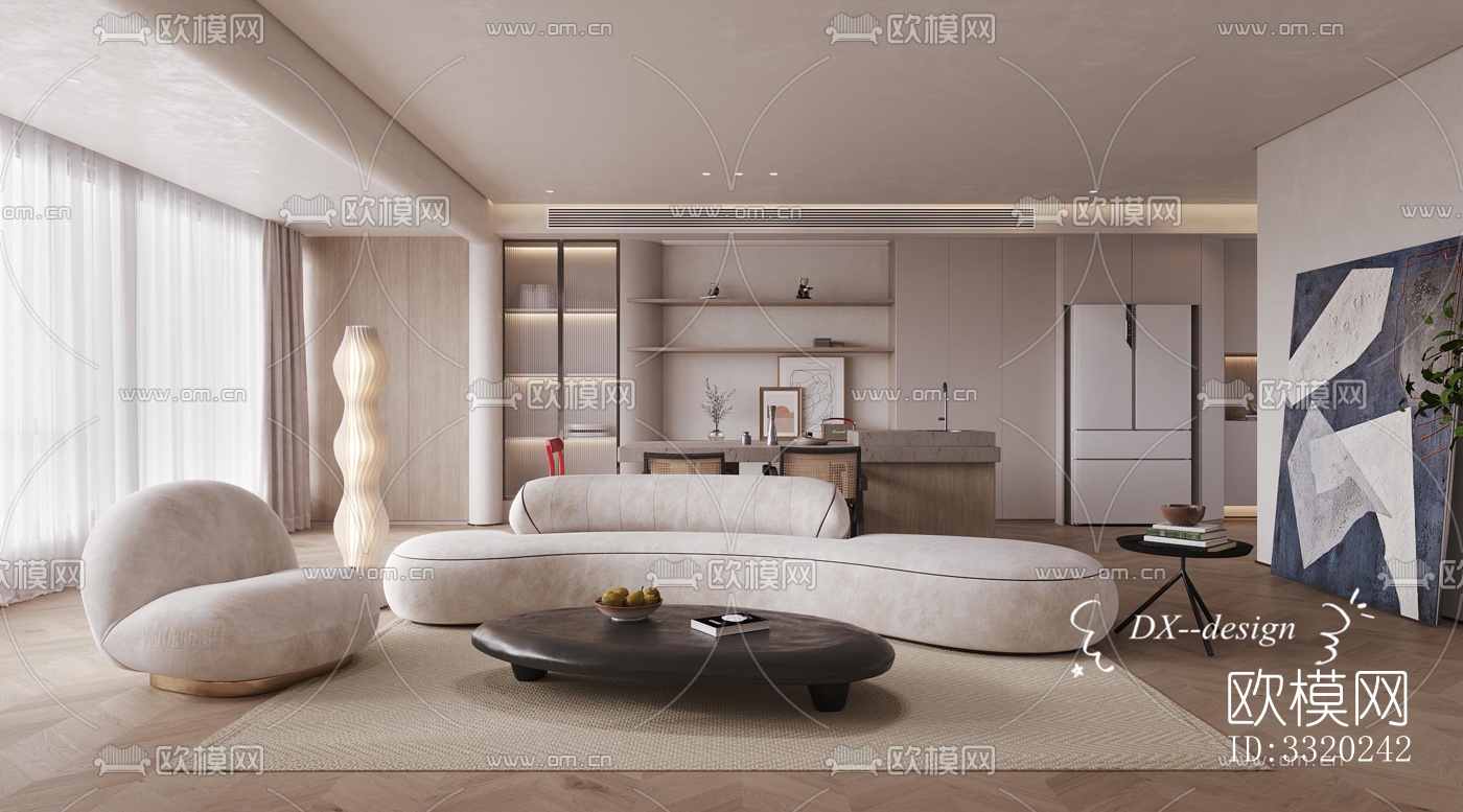 现代客厅效果图下载（渲染图2）