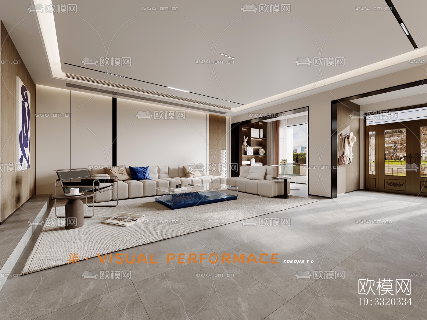现代客厅效果图下载（渲染图3）