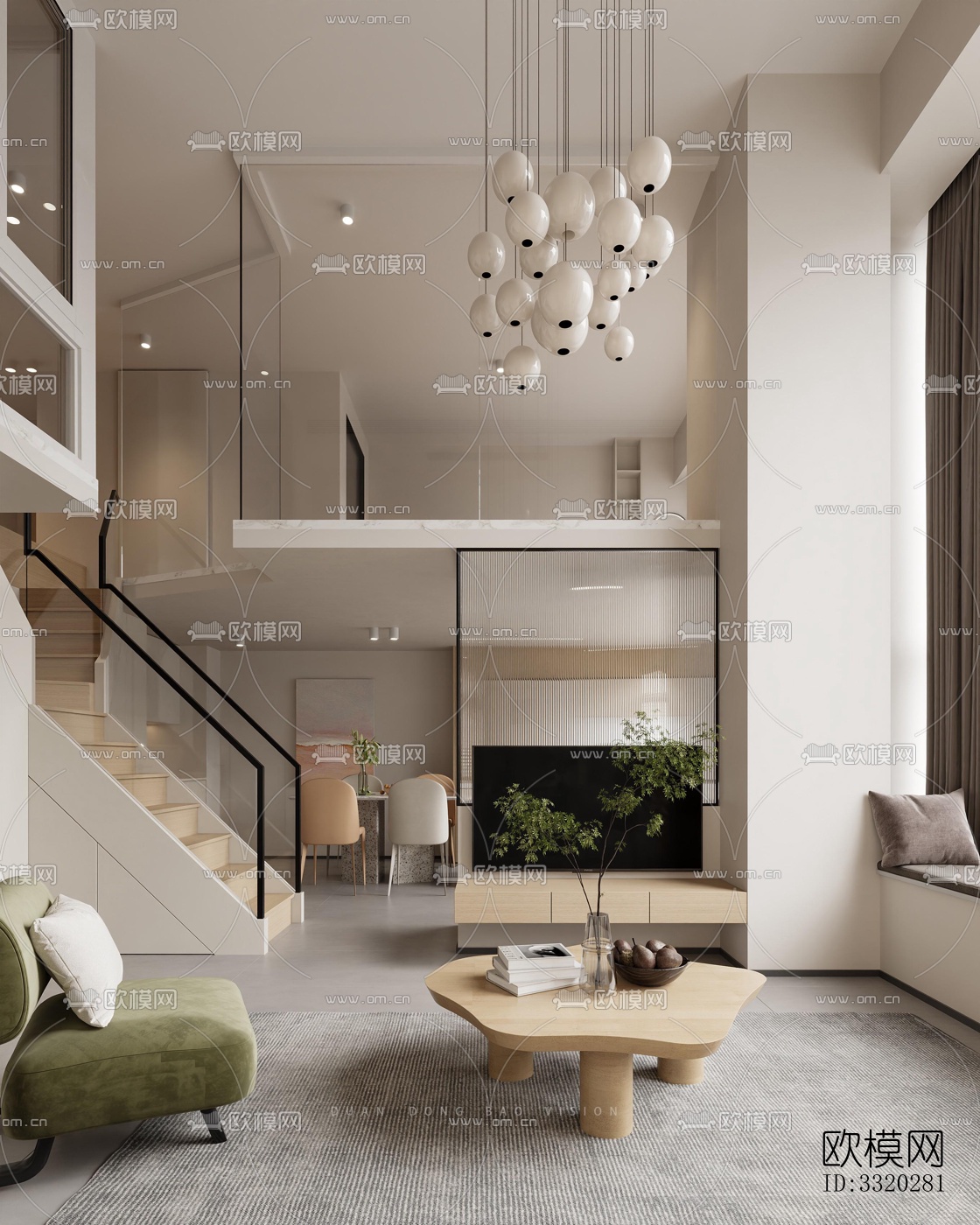 现代客厅效果图下载（渲染图1）