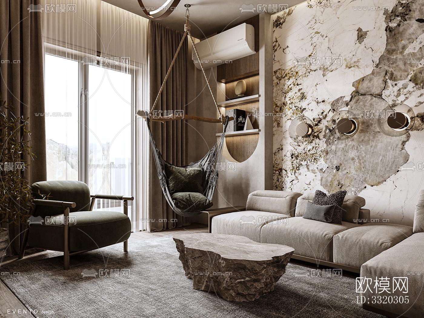 现代客厅效果图下载（渲染图6）