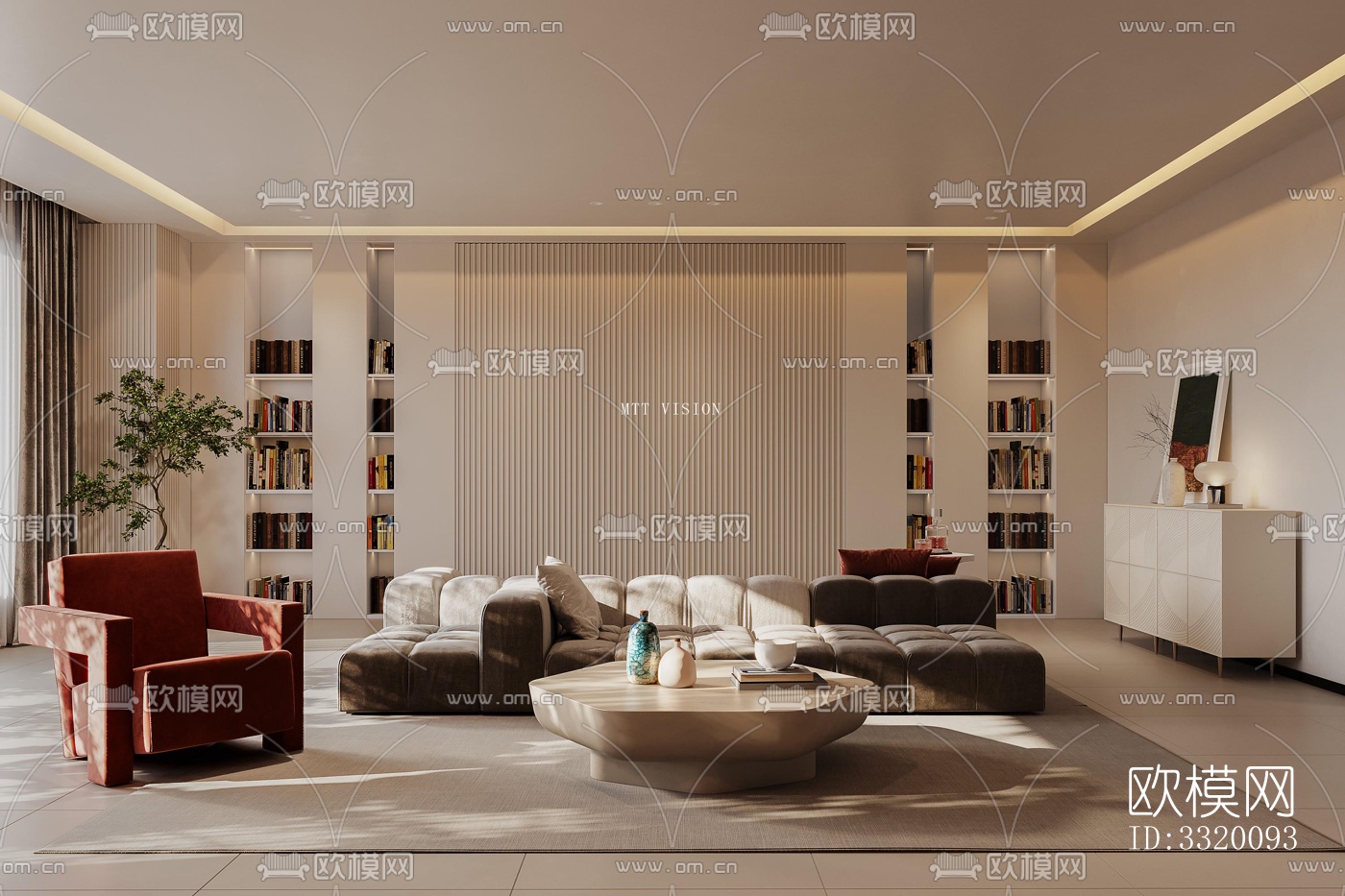 现代客厅效果图下载（渲染图3）