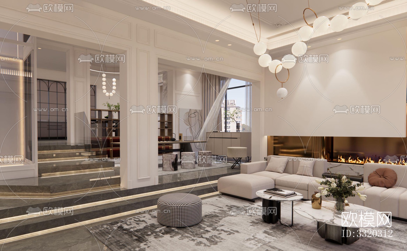 现代客厅效果图下载（渲染图4）