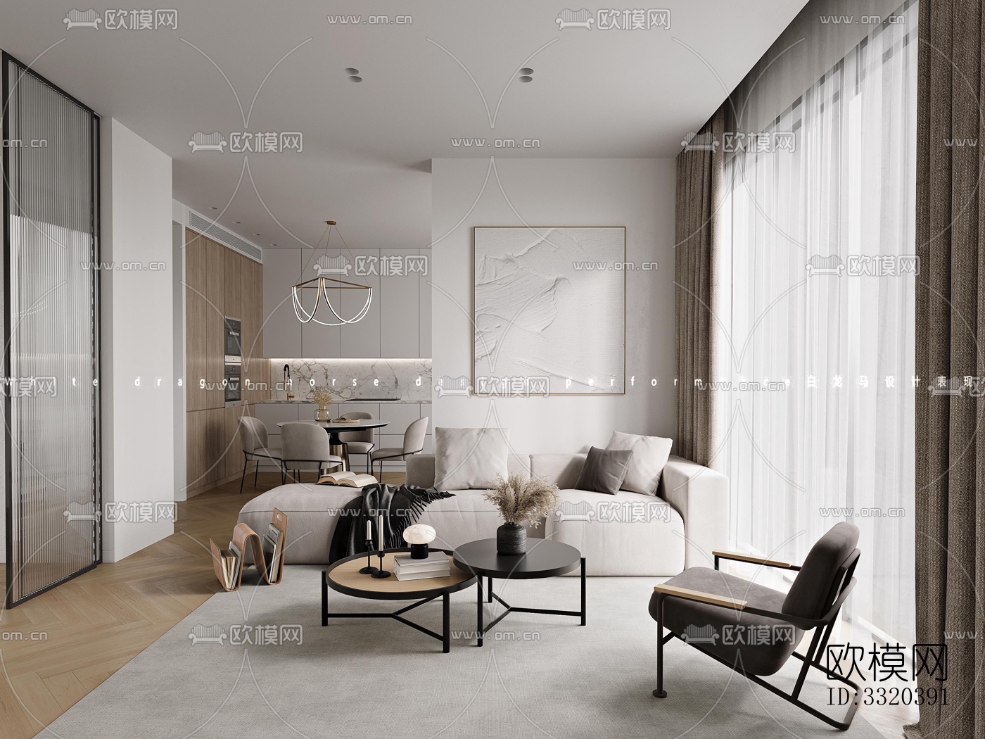 现代客厅效果图下载（渲染图3）