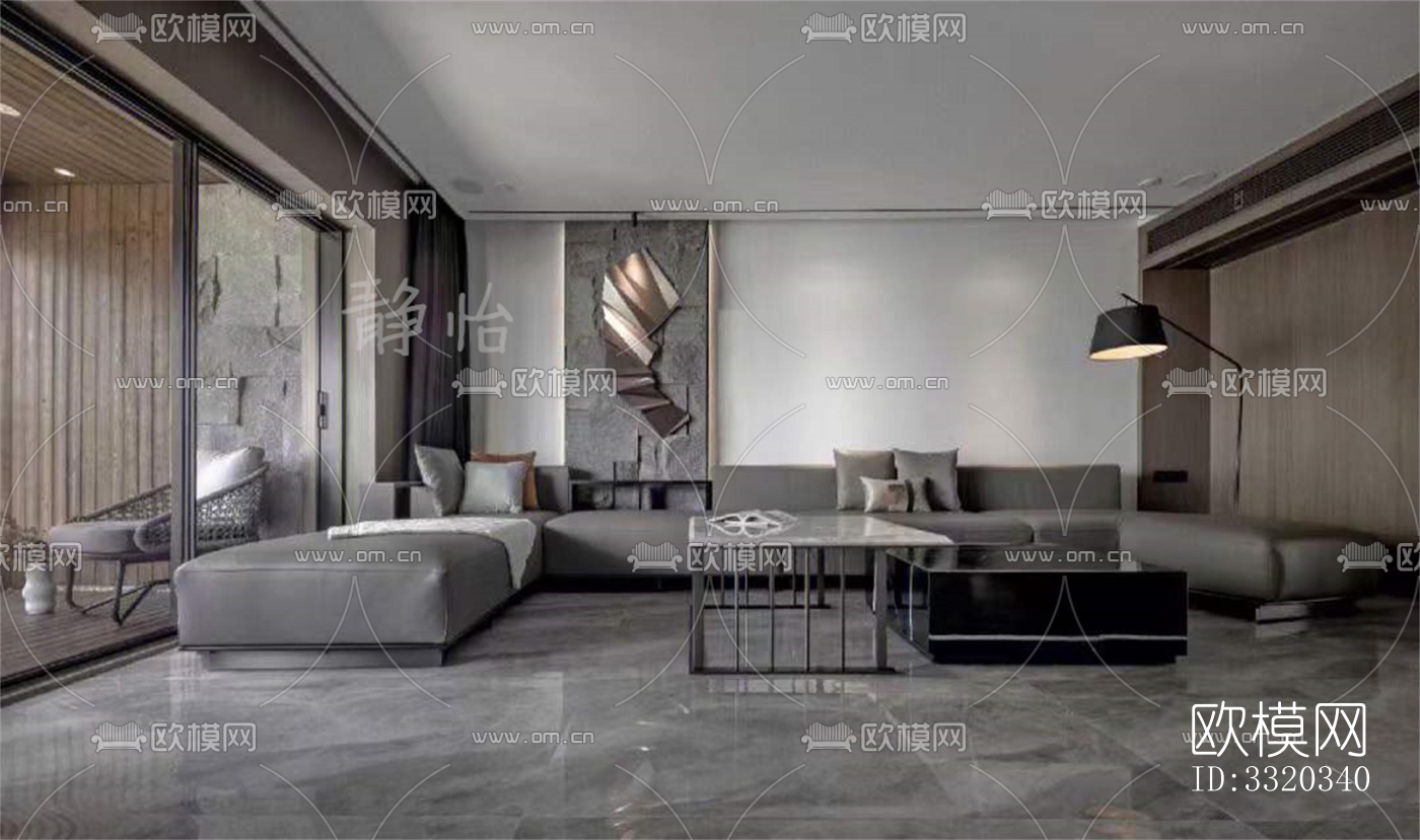 现代客厅效果图下载（渲染图4）