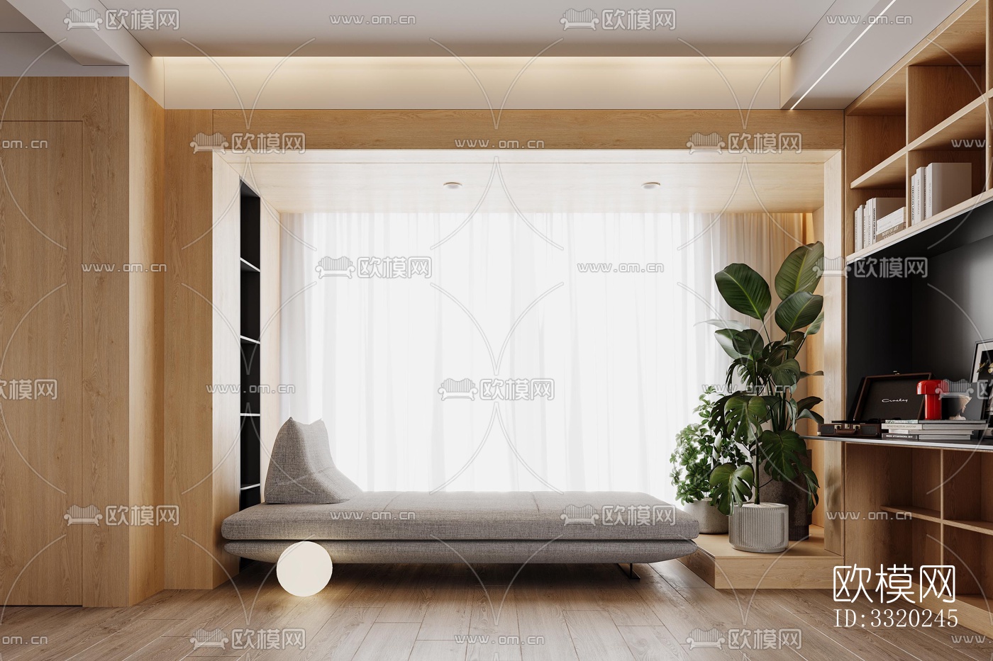 现代客厅效果图下载（渲染图4）