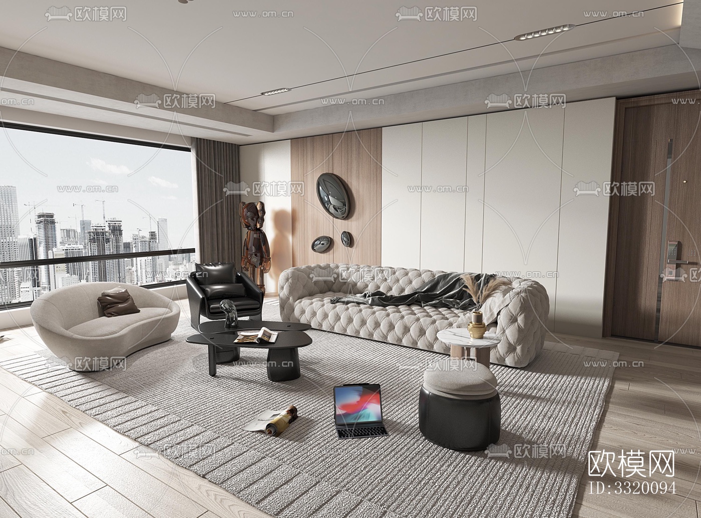 现代客厅效果图下载（渲染图2）