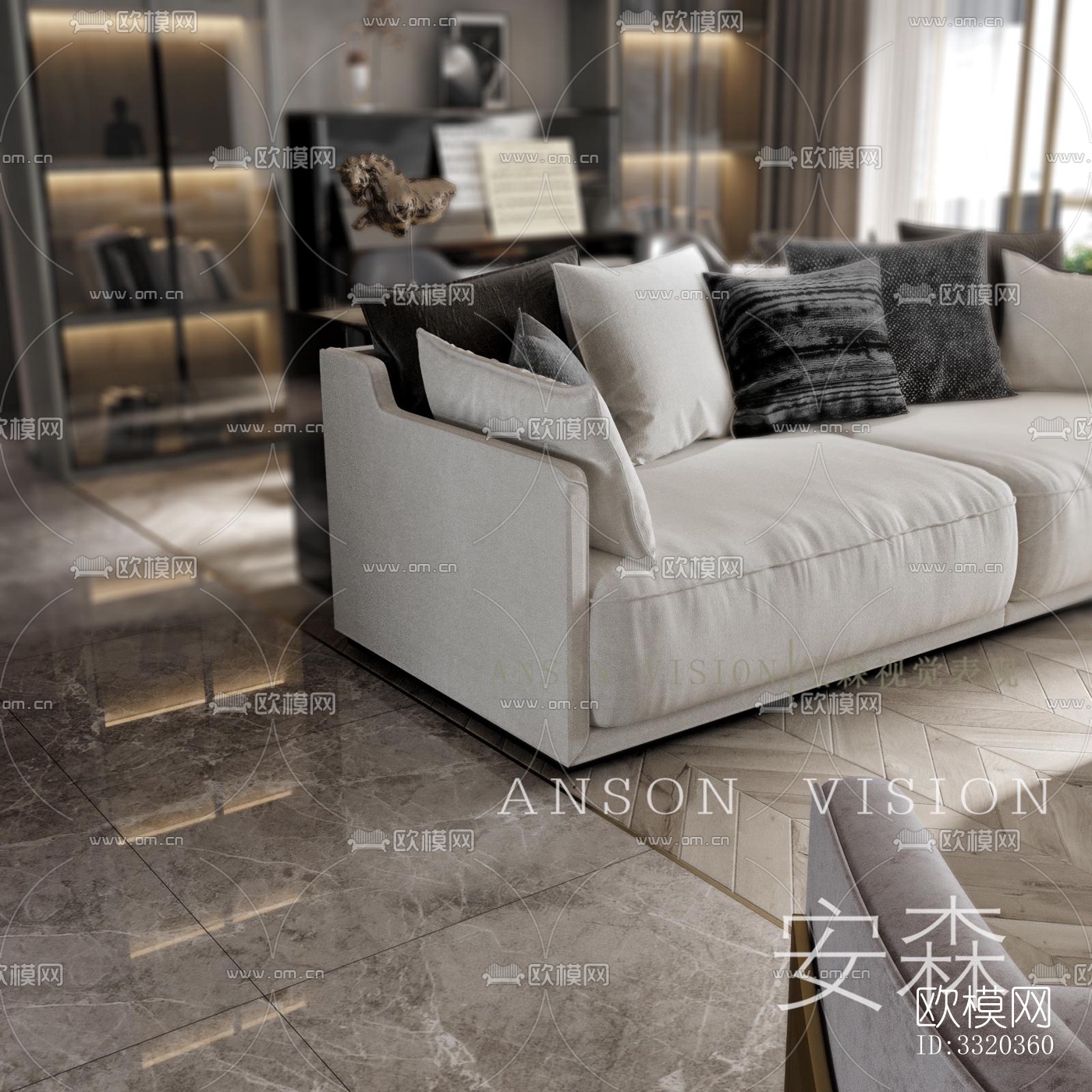 现代客厅效果图下载（渲染图7）