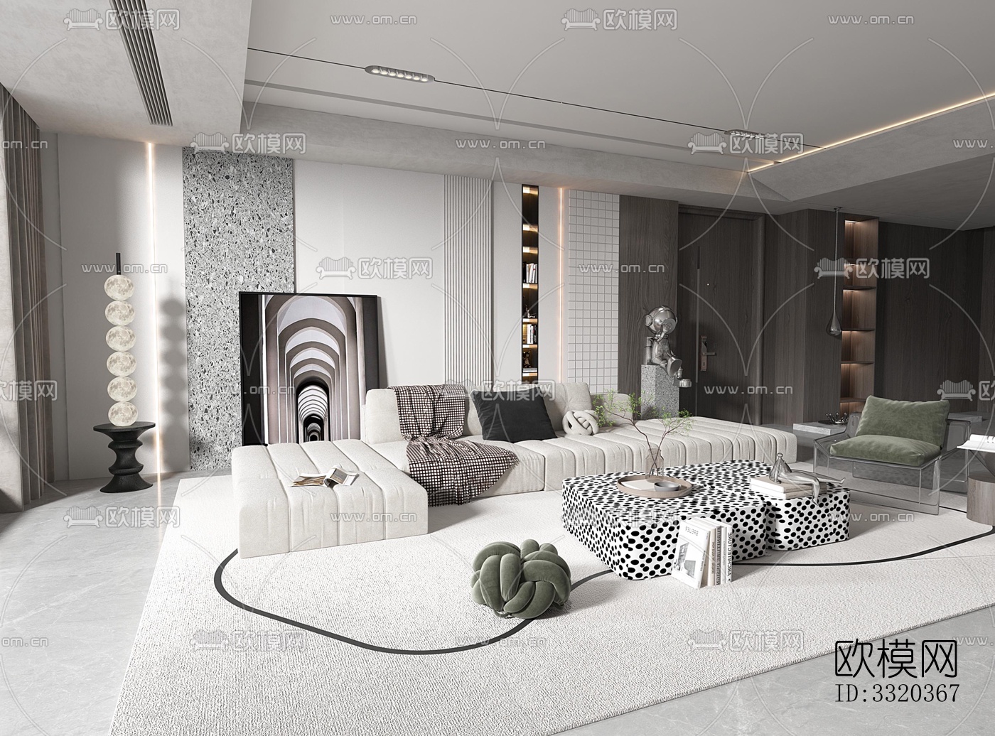 现代客厅效果图下载（渲染图3）