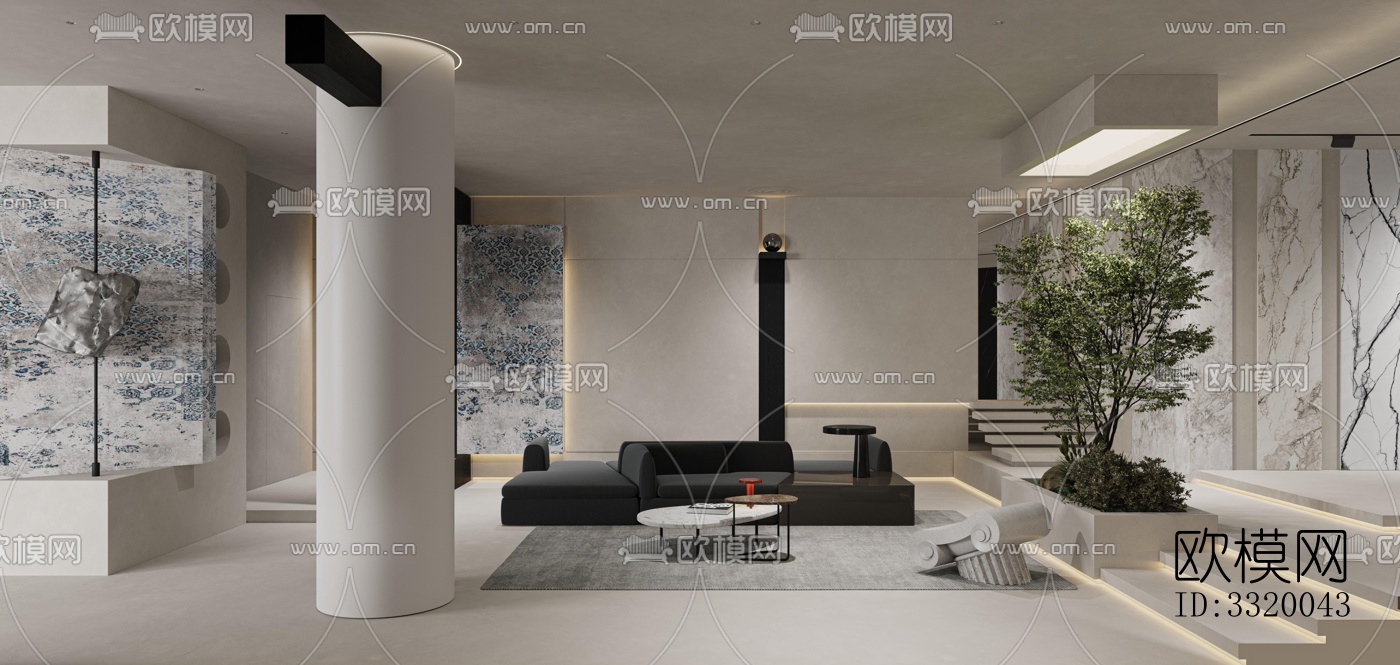 侘寂展览展厅效果图下载（渲染图1）