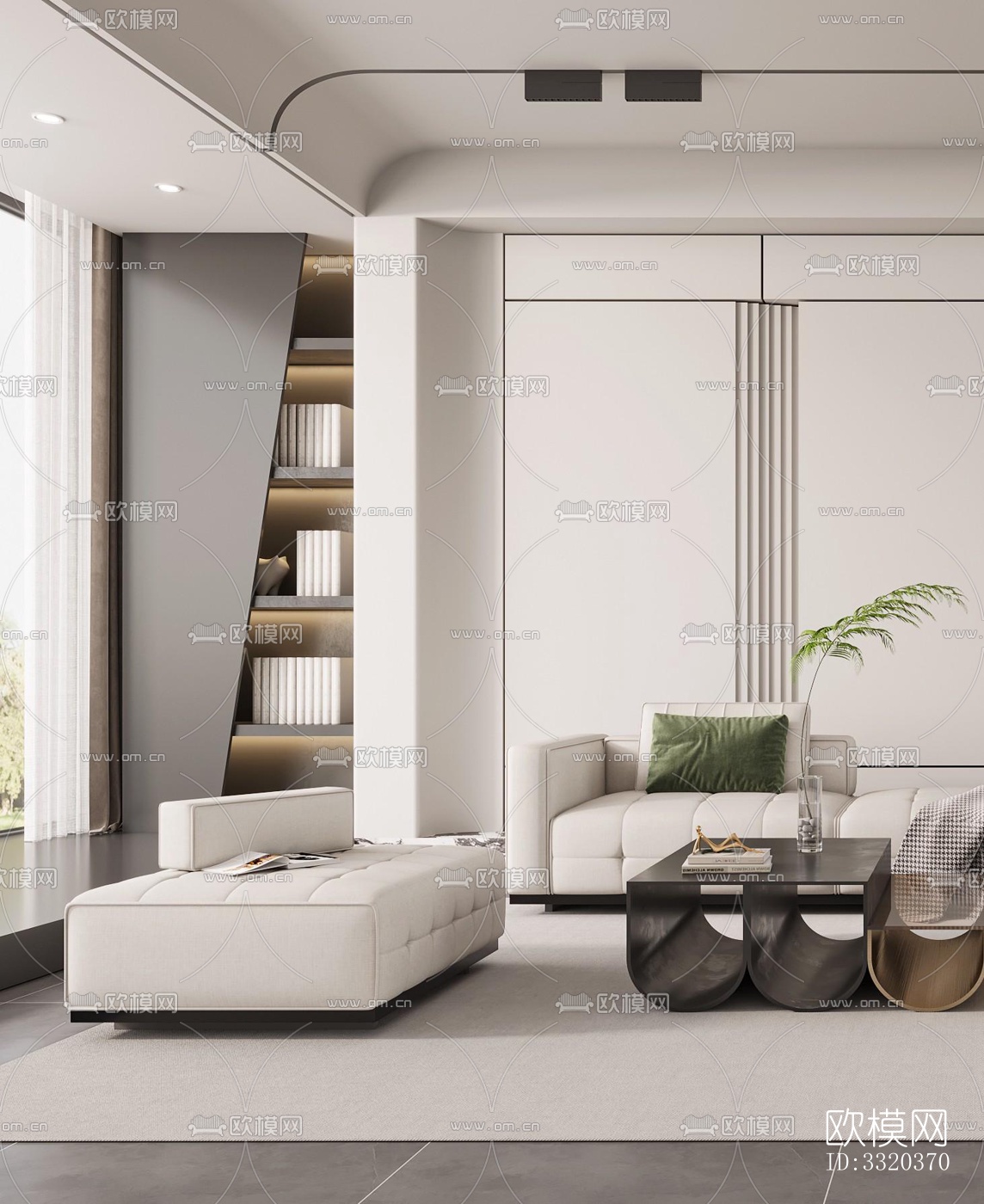 现代客厅效果图下载（渲染图4）