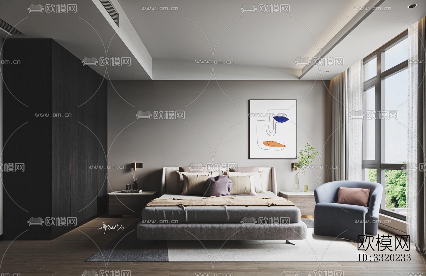 现代客厅效果图下载（渲染图4）