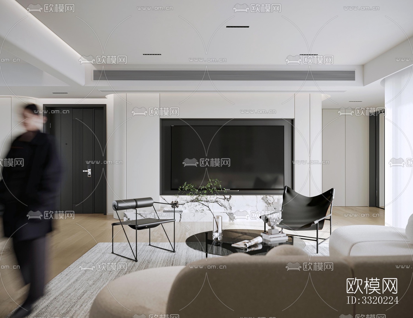 现代客厅效果图下载（渲染图3）