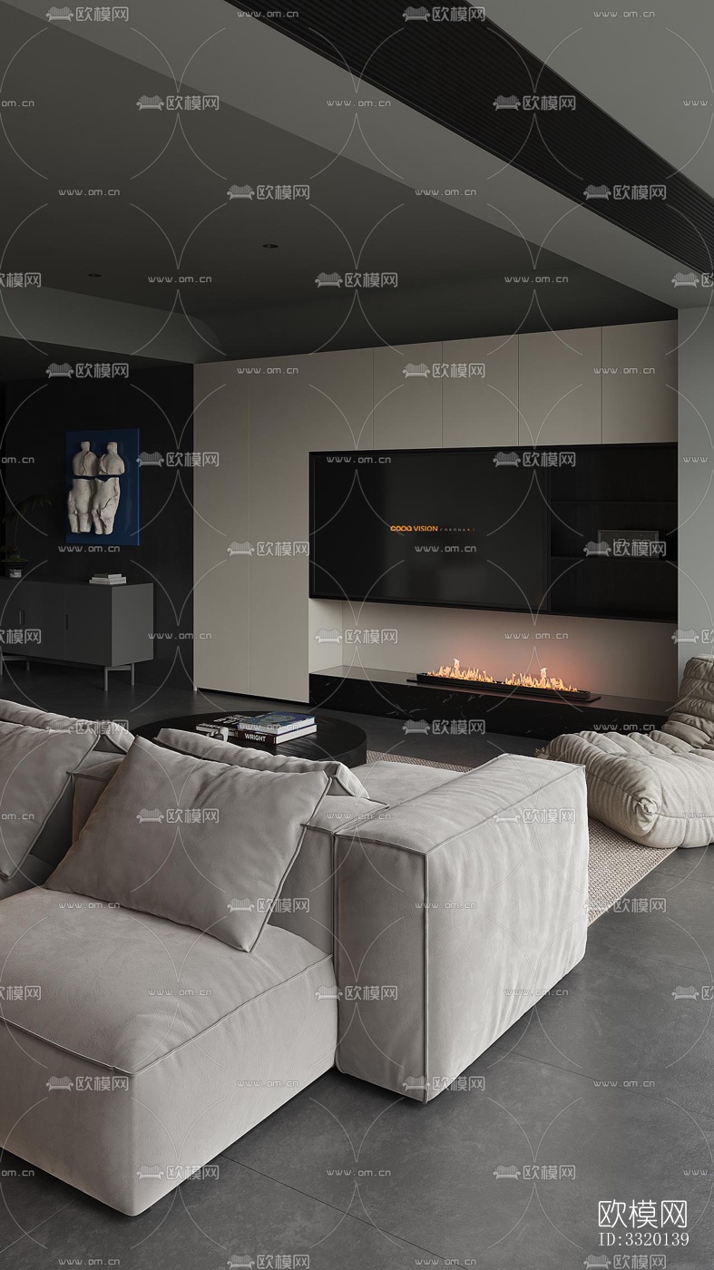 现代客厅效果图下载（渲染图2）