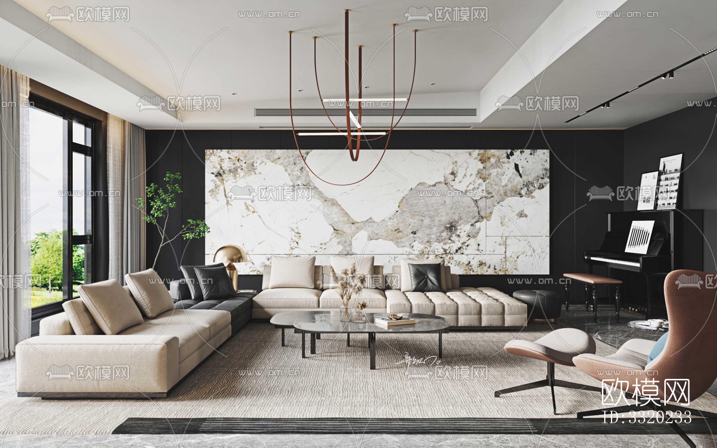 现代客厅效果图下载（渲染图8）