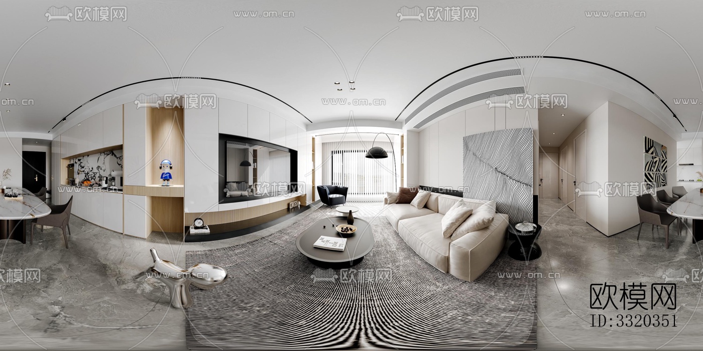 现代客厅效果图下载（渲染图5）