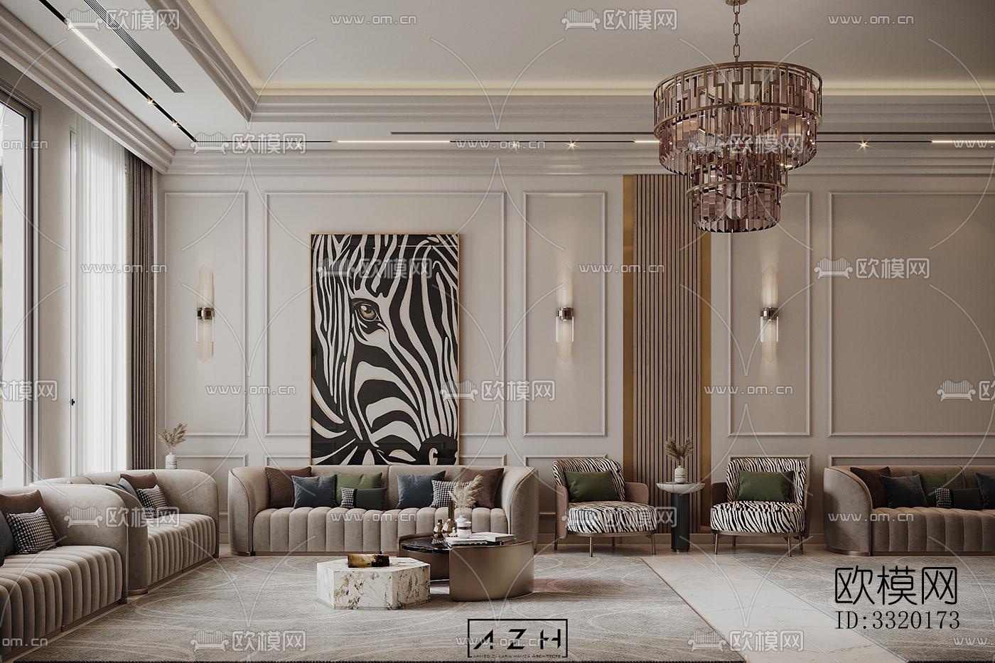 现代客厅效果图下载（渲染图2）