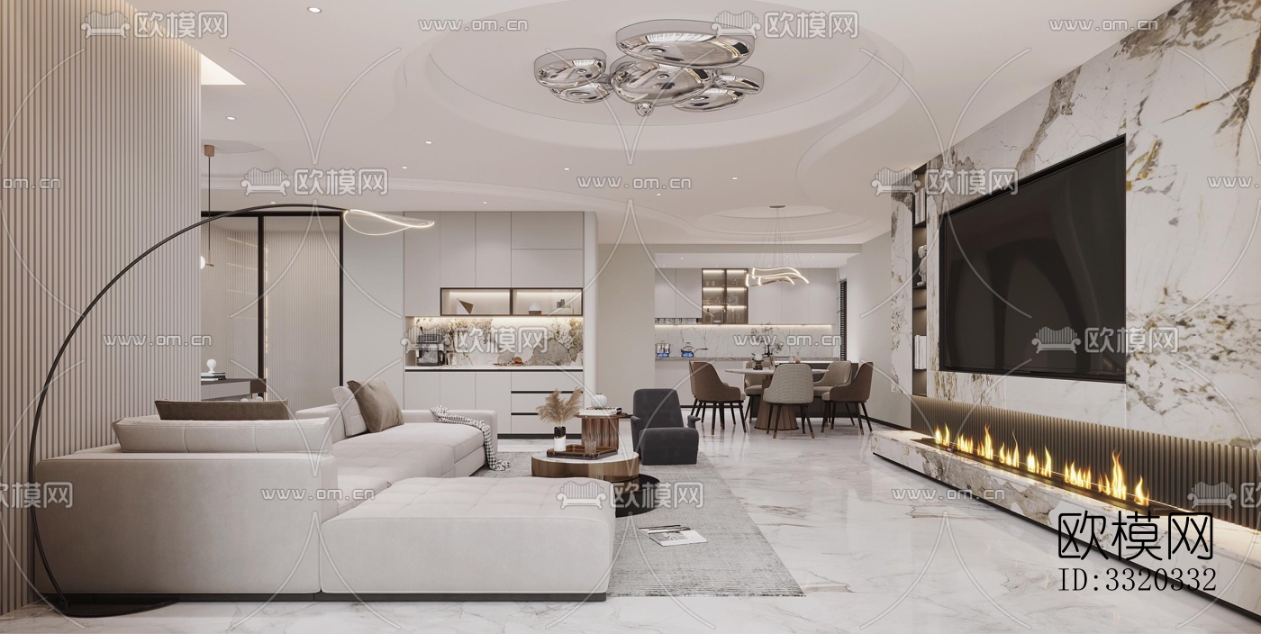 现代客厅效果图下载（渲染图2）