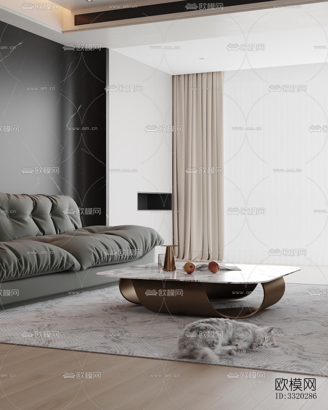 现代客厅效果图下载（渲染图3）