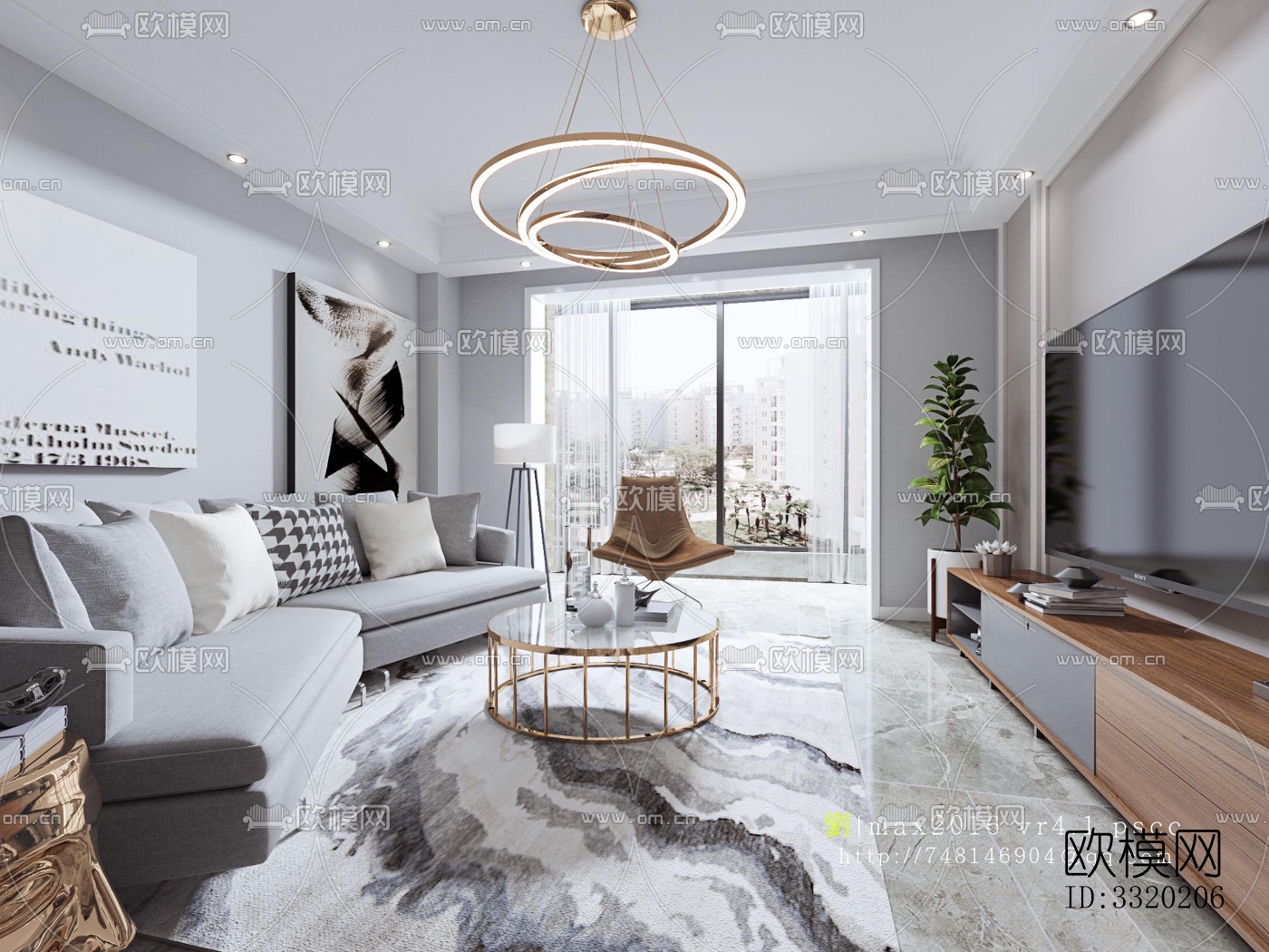 现代客厅效果图下载（渲染图1）