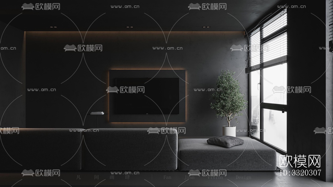 现代客厅效果图下载（渲染图1）