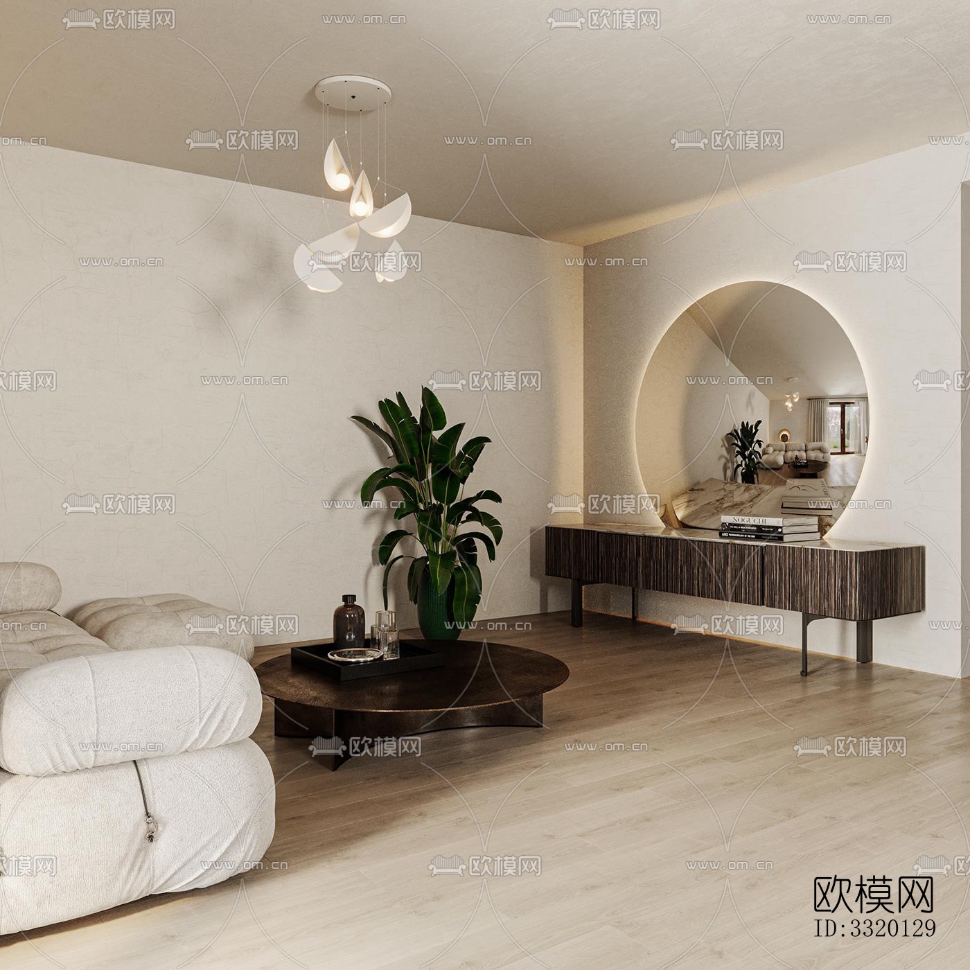 现代客厅效果图下载（渲染图7）