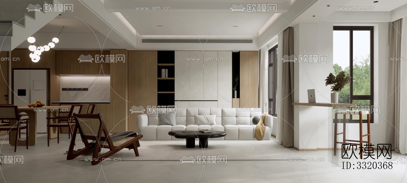 现代客厅效果图下载（渲染图2）