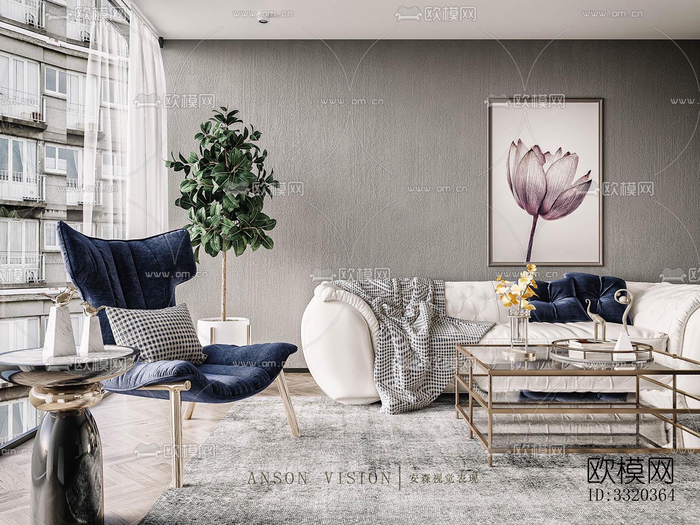 现代客厅效果图下载（渲染图3）