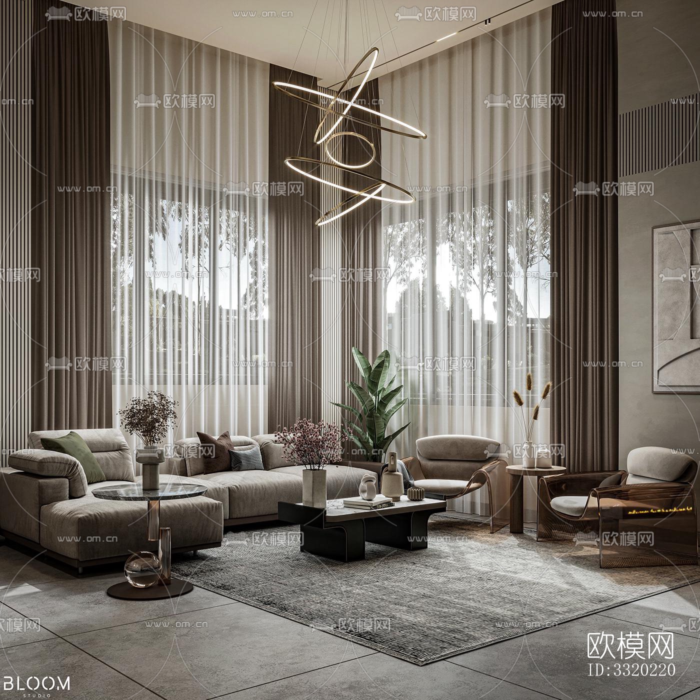 现代客厅效果图下载（渲染图7）