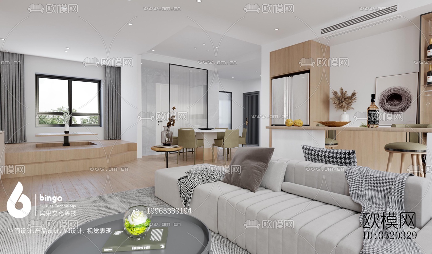 现代客厅效果图下载（渲染图4）