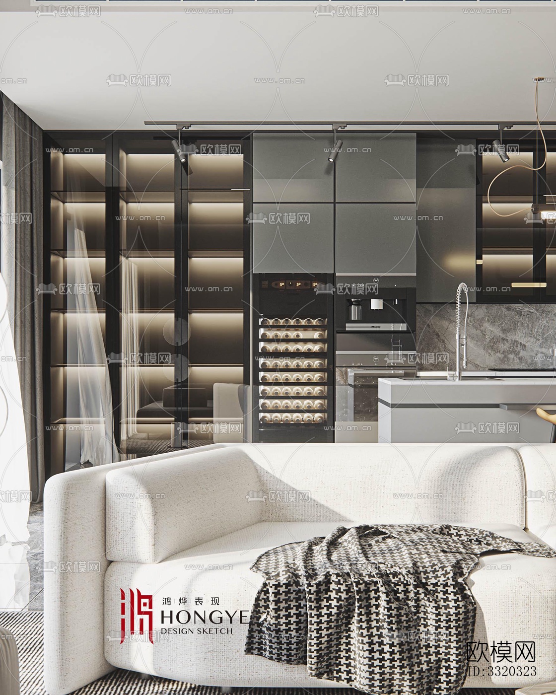 现代客厅效果图下载（渲染图4）