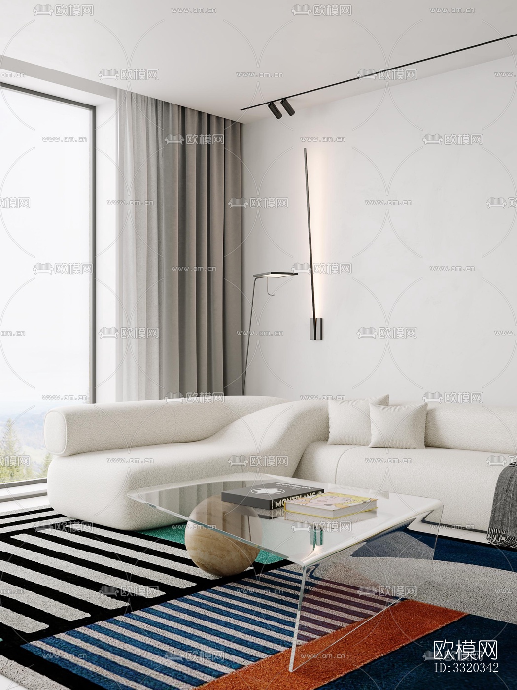 现代客厅效果图下载（渲染图5）