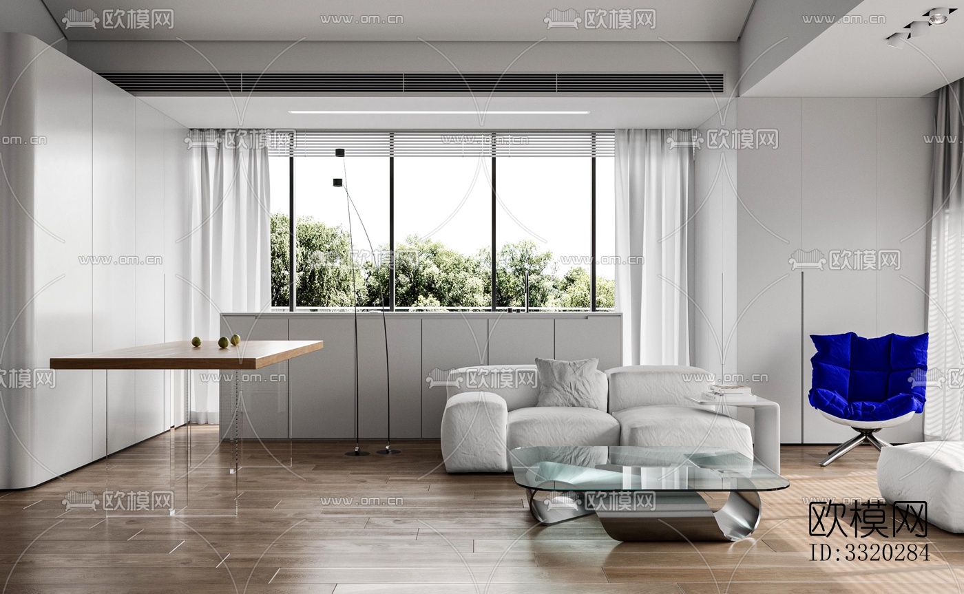 现代客厅效果图下载（渲染图4）
