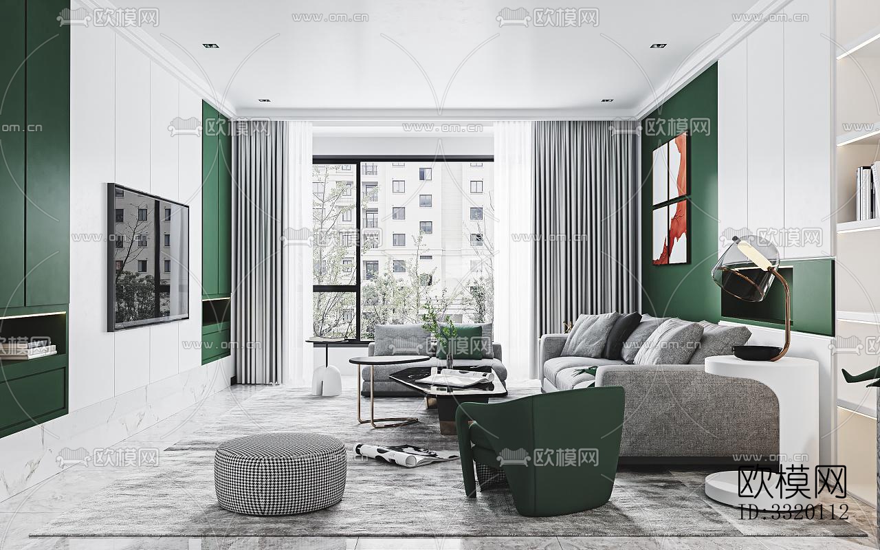 现代客厅效果图下载（渲染图4）