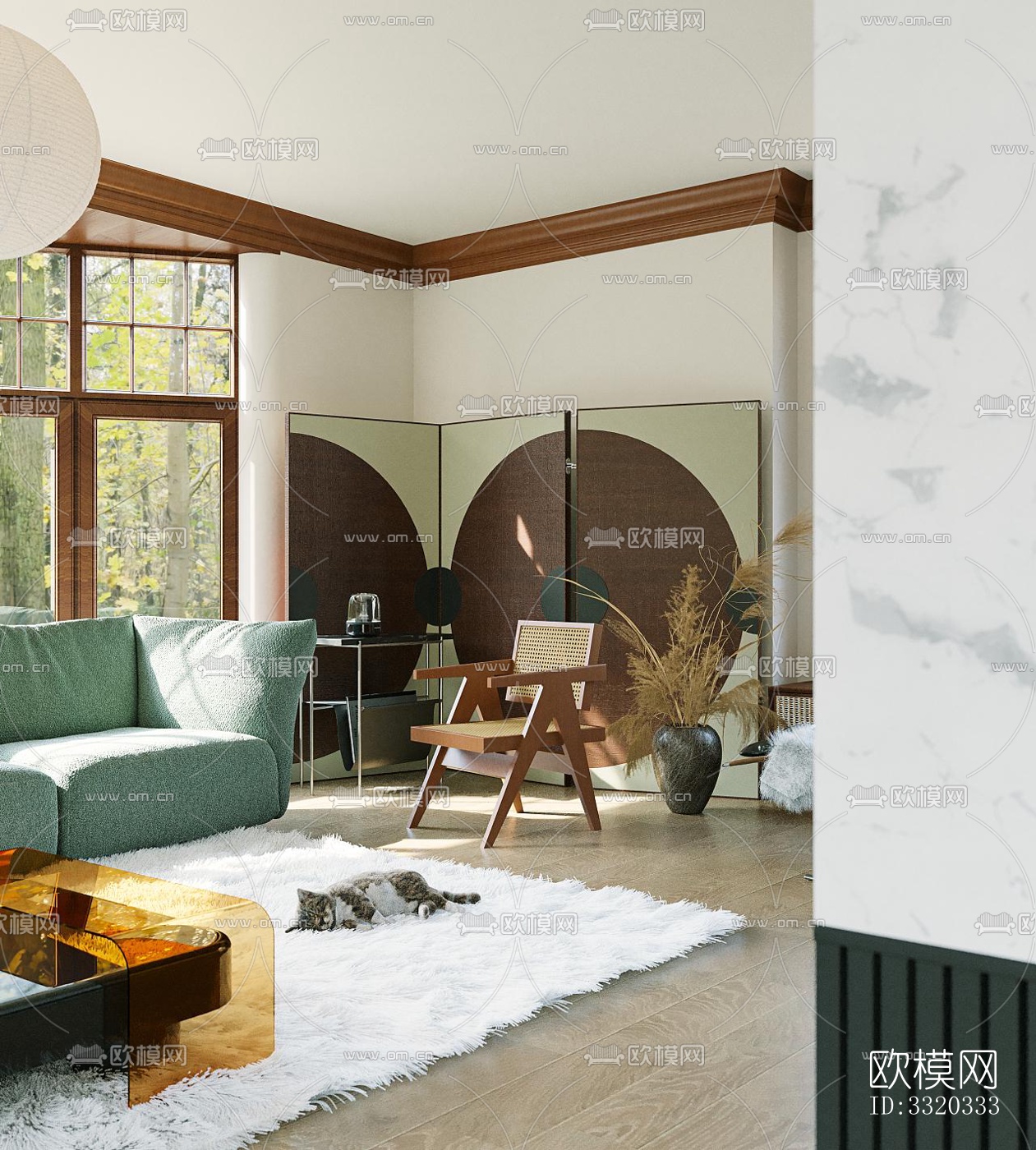 现代客厅效果图下载（渲染图2）