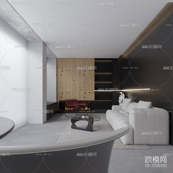 现代客厅效果图下载(渲染图8)