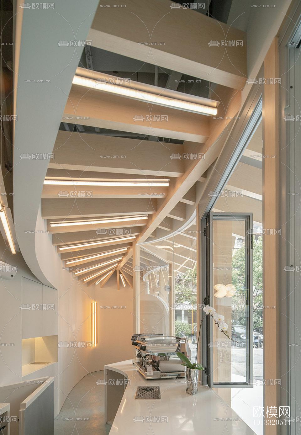 原木风咖啡奶茶效果图下载（渲染图1）