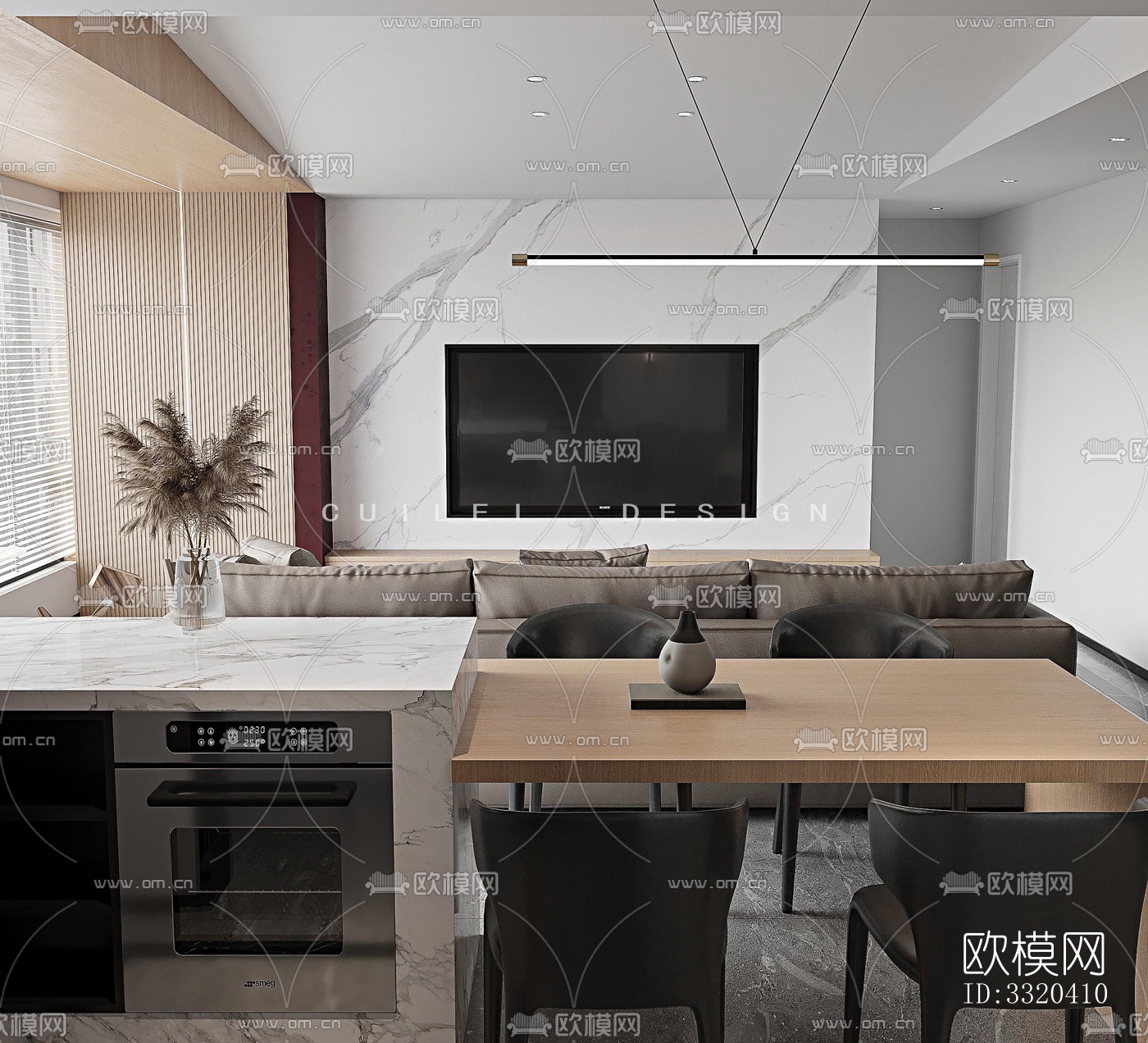 现代客厅效果图下载（渲染图4）