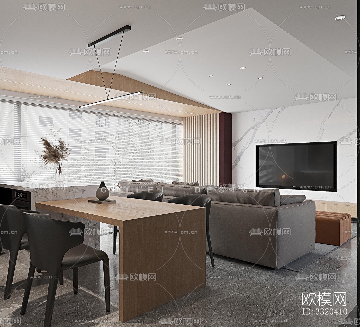 现代客厅效果图下载（渲染图5）