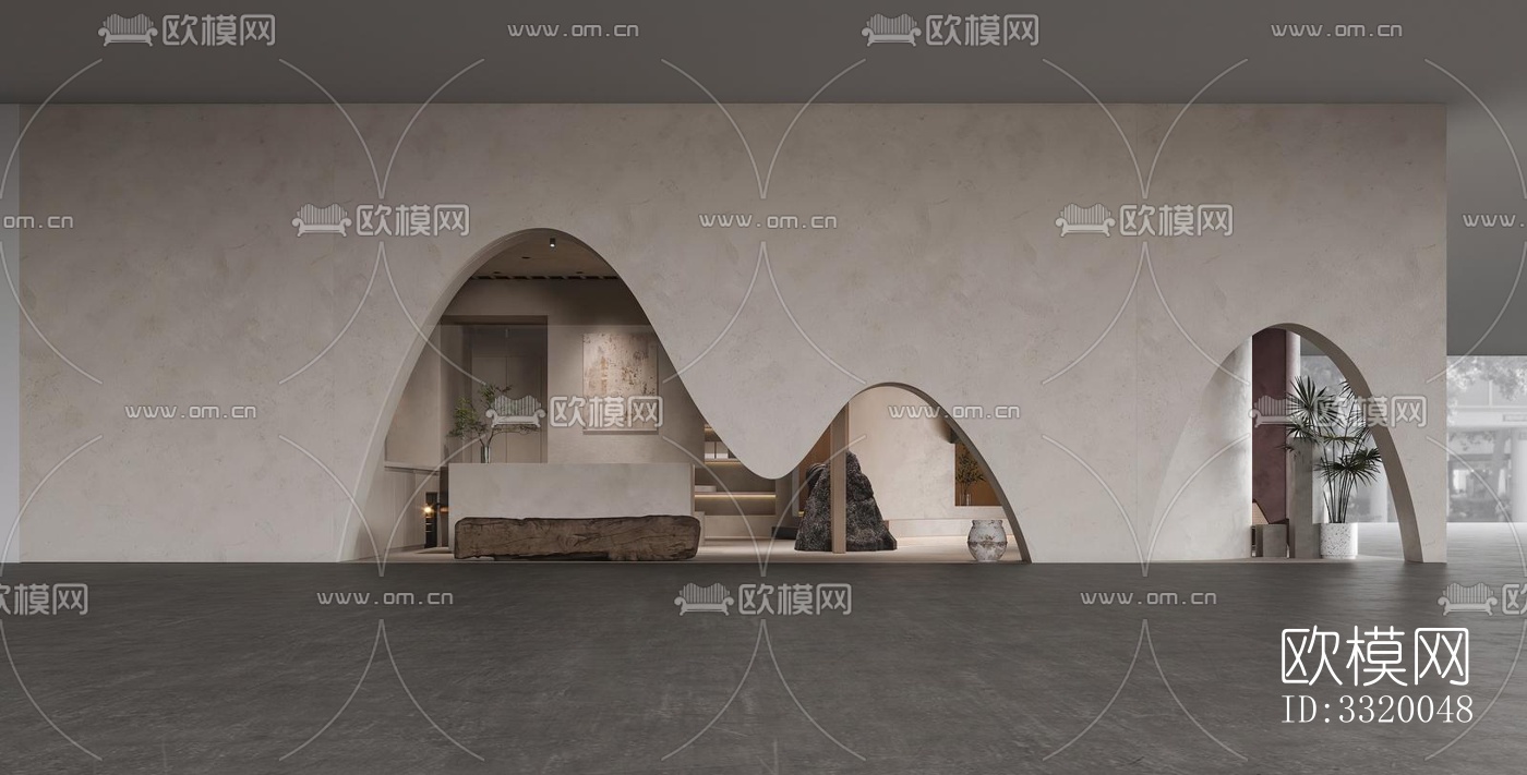 侘寂展览展厅效果图下载（渲染图12）