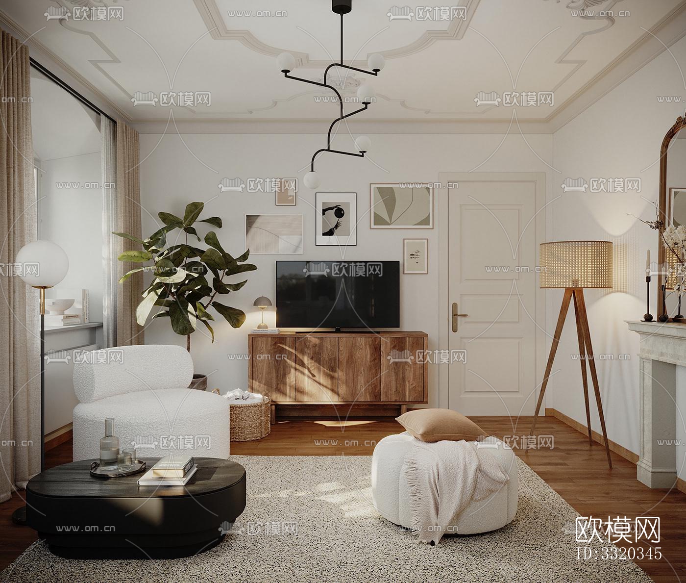 现代客厅效果图下载（渲染图9）