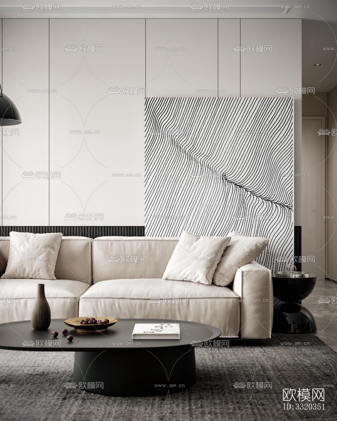 现代客厅效果图下载（渲染图3）