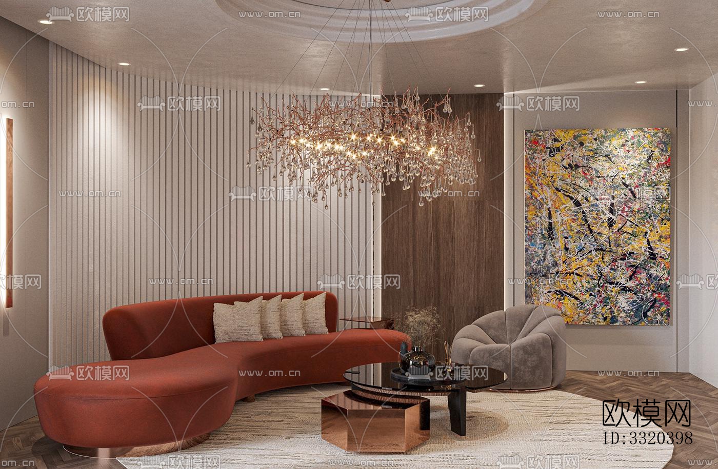 现代客厅效果图下载（渲染图6）