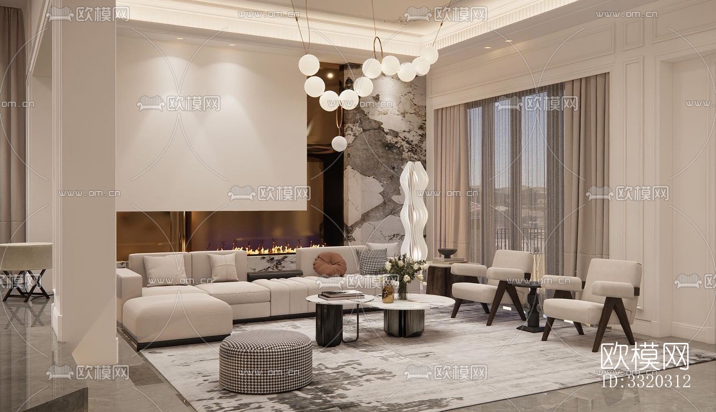 现代客厅效果图下载（渲染图2）