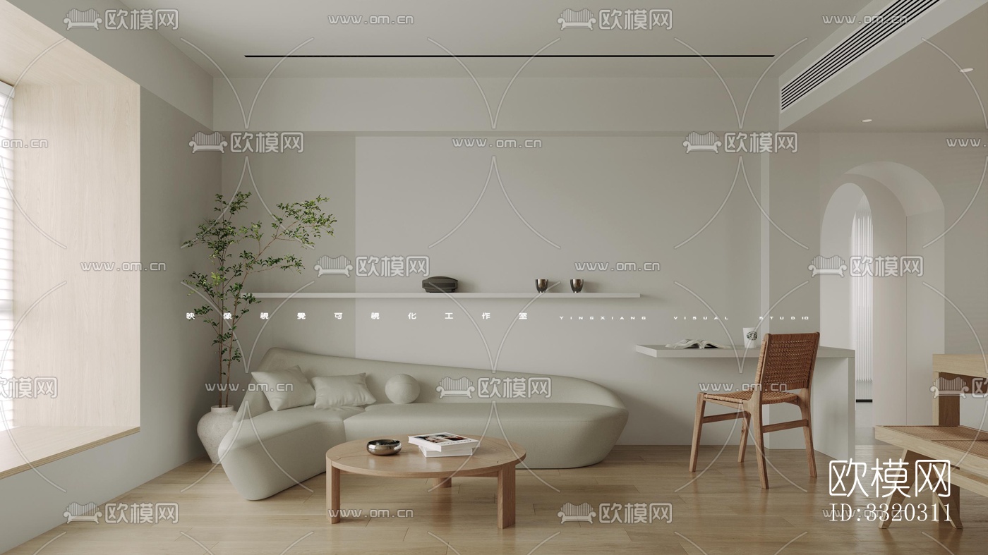 现代客厅效果图下载（渲染图4）