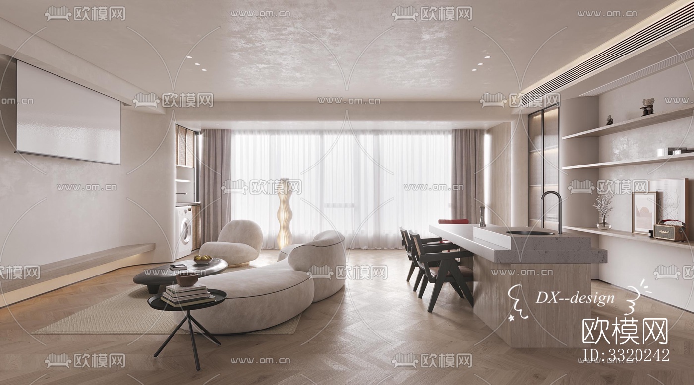 现代客厅效果图下载（渲染图3）