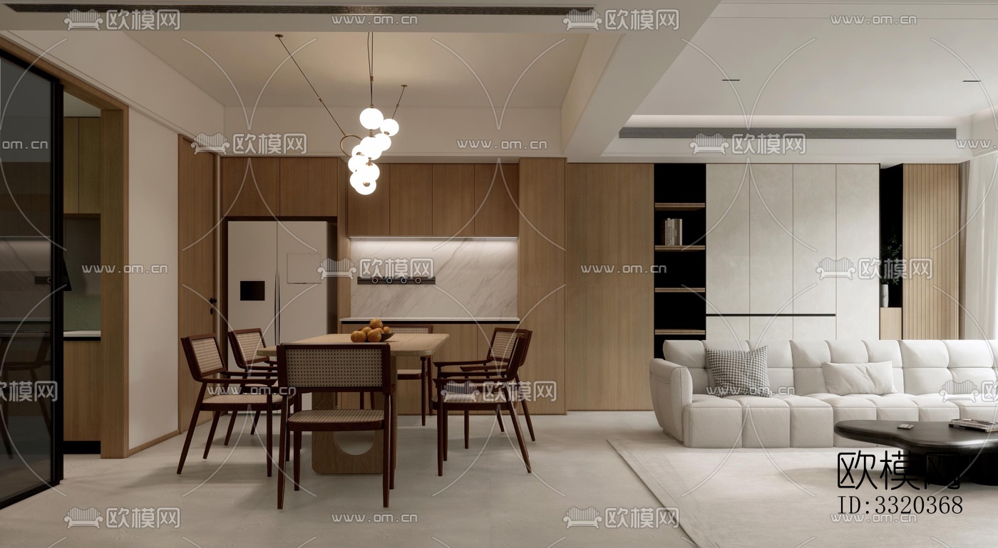 现代客厅效果图下载（渲染图4）