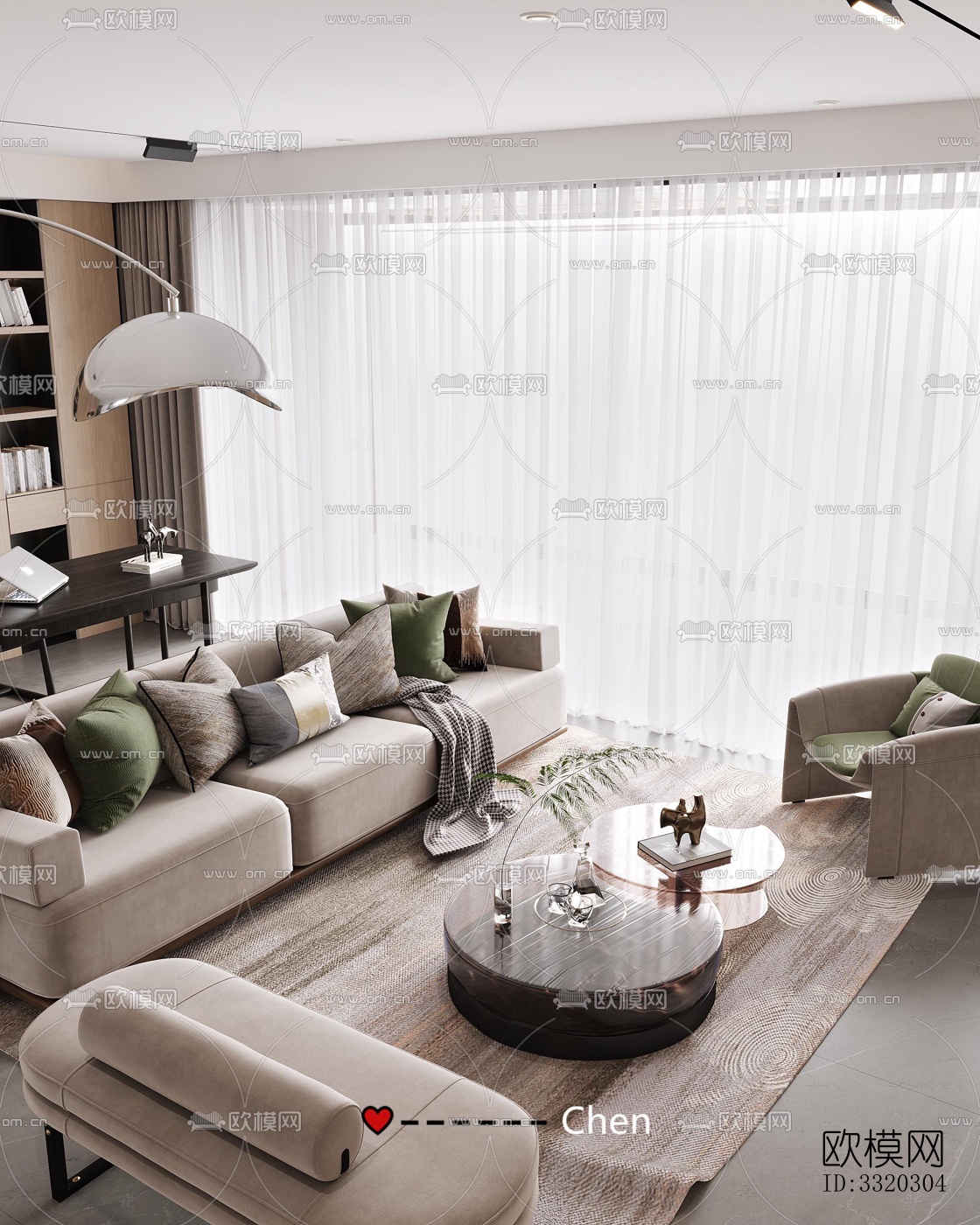 现代客厅效果图下载（渲染图1）